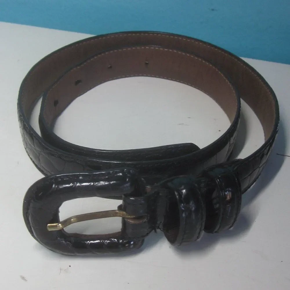 Reptiles House Black Crocodile Belt  Womens Size XS 1